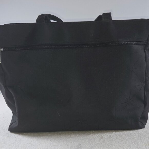 Artistry Black Travel Tote Bag — Starburst Pattern, Zip Top, Shoulder Straps - Picture 3 of 9